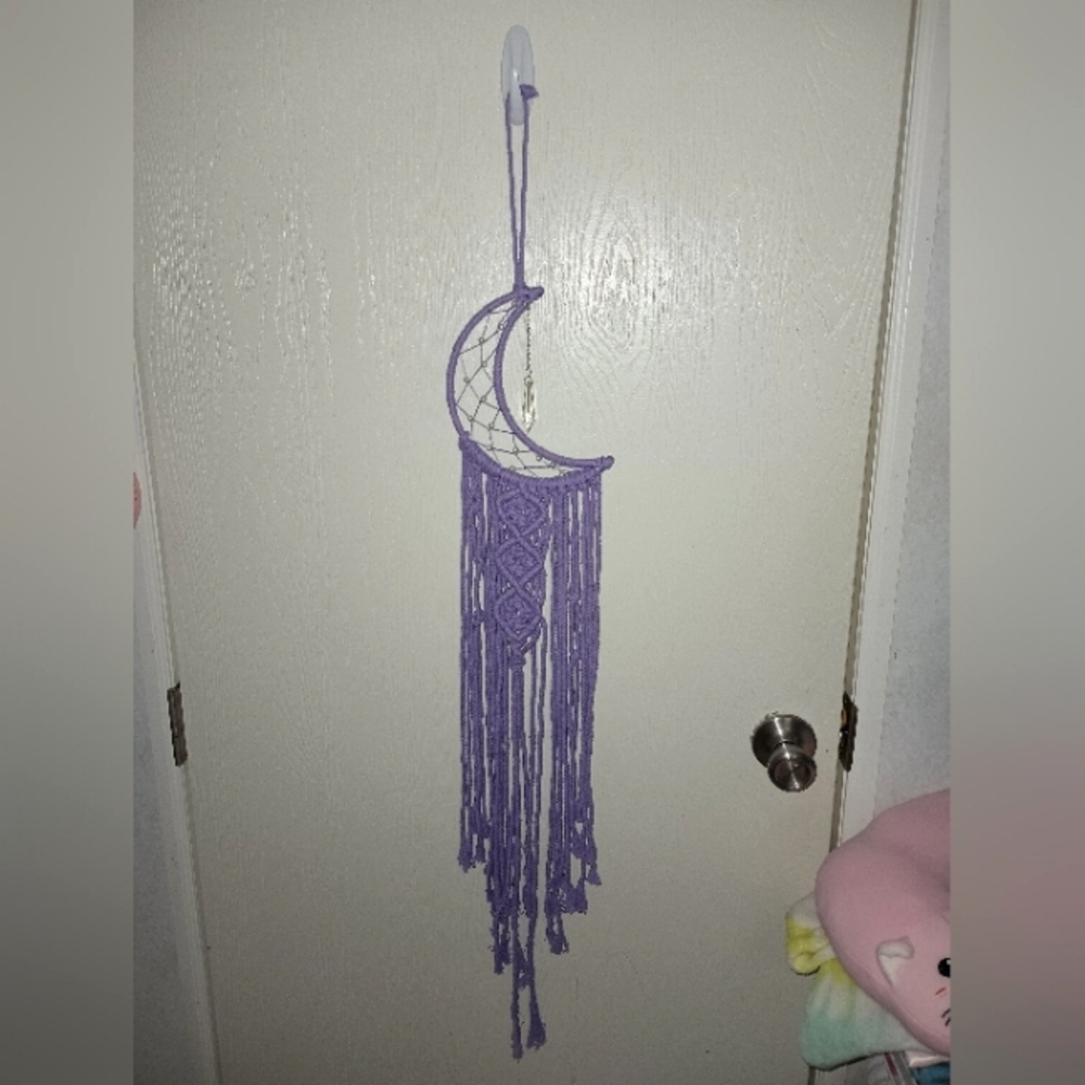 Macrame Purple Crescent Moon Dream Catcher